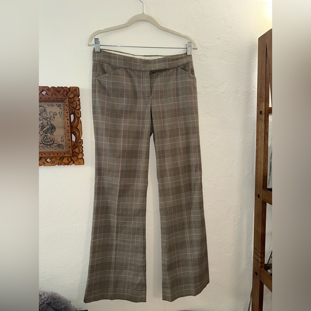 Theory Y2K Plaid Low-rise Flair Leg Trousers